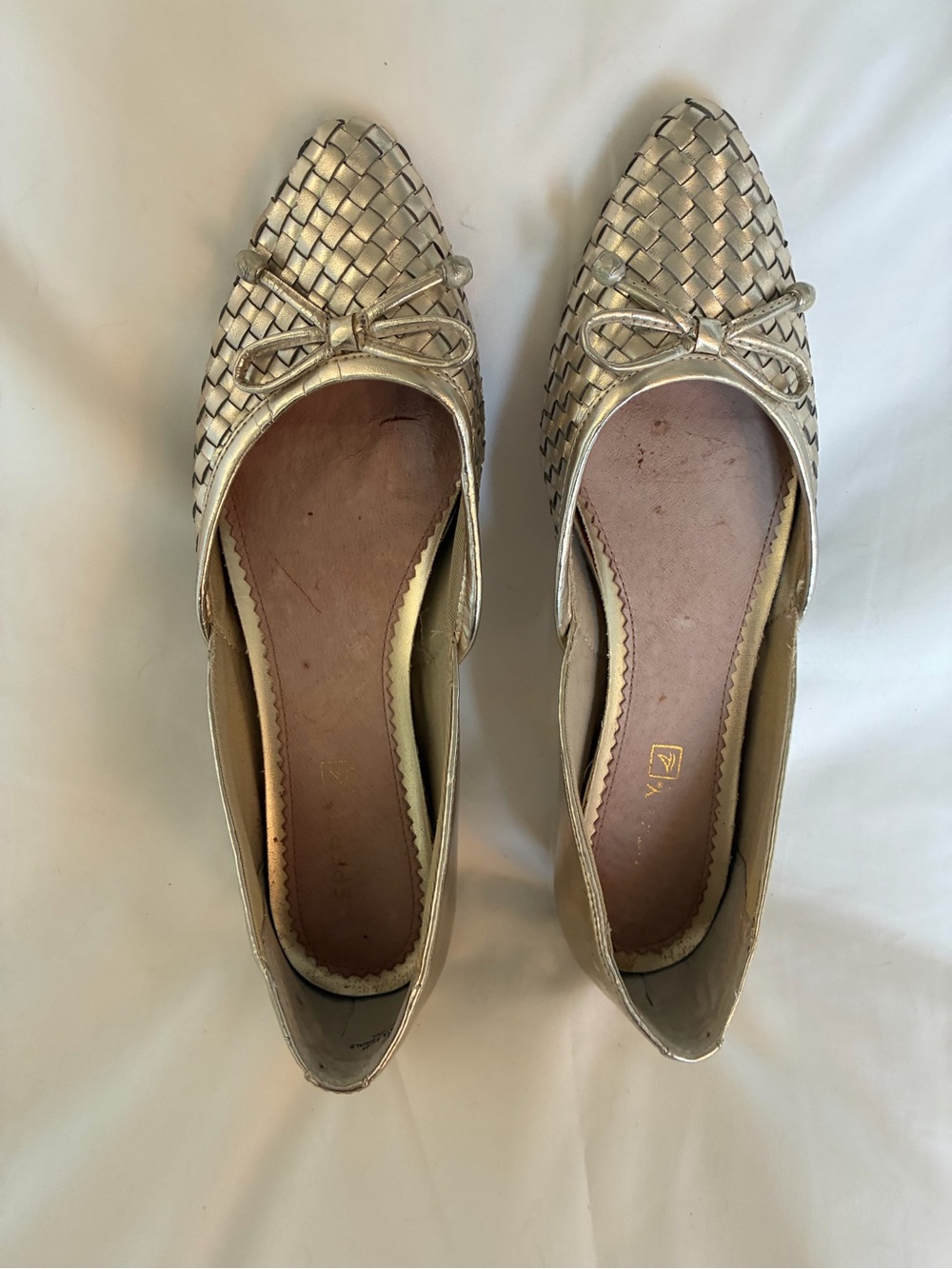 Sperry Woven Metallic Bow Ballet Flats - size 8 1/2 Gold